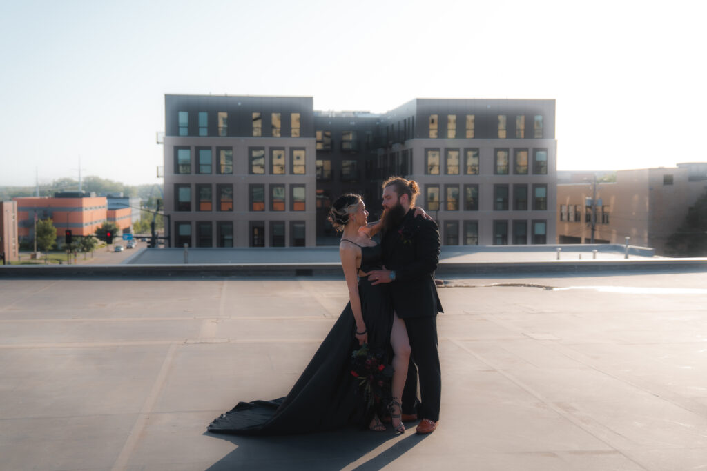 roof top engagement photos Des Moines Iowa