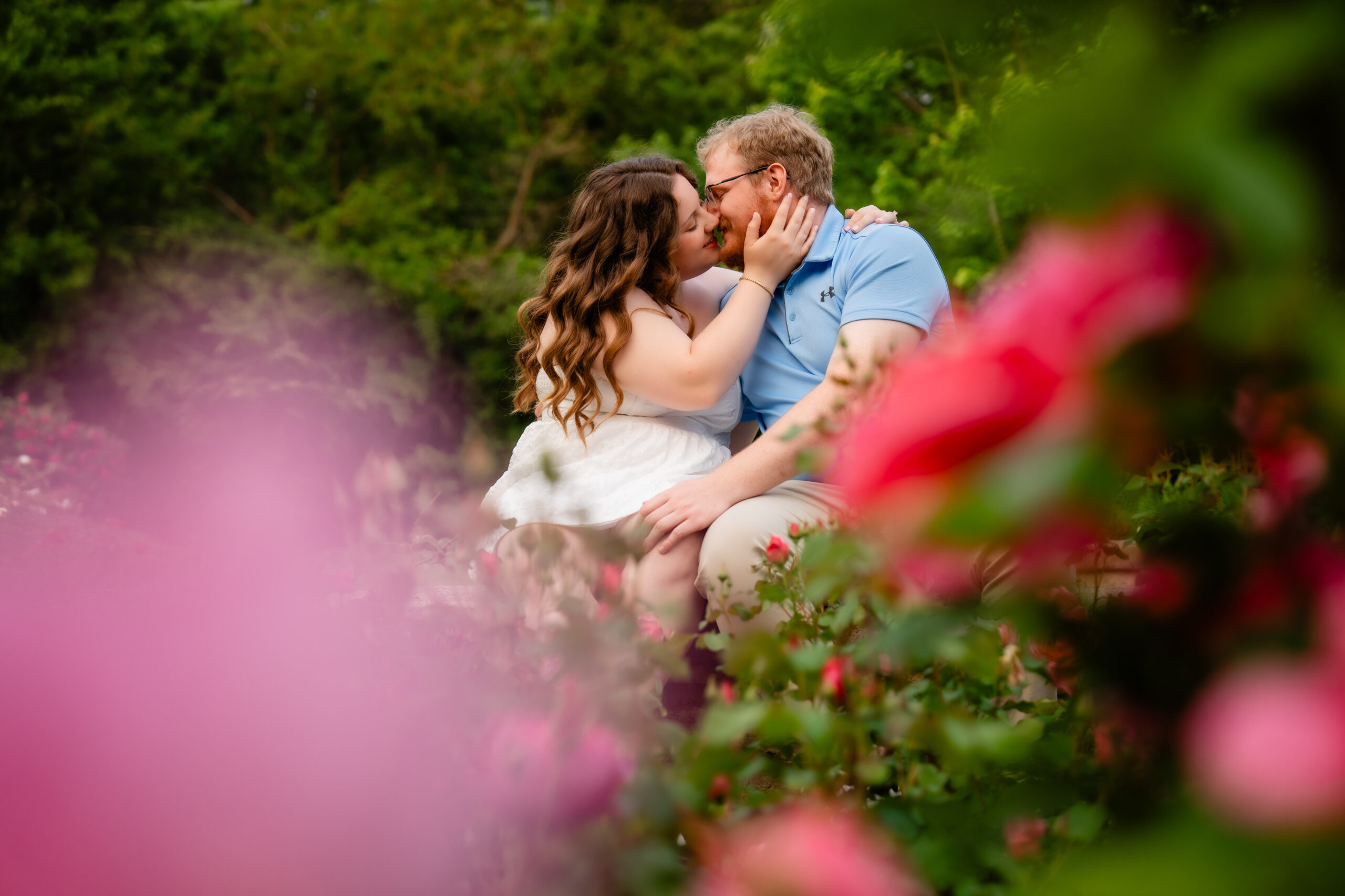 Engagement photos rose garden Des Moines Iowa
