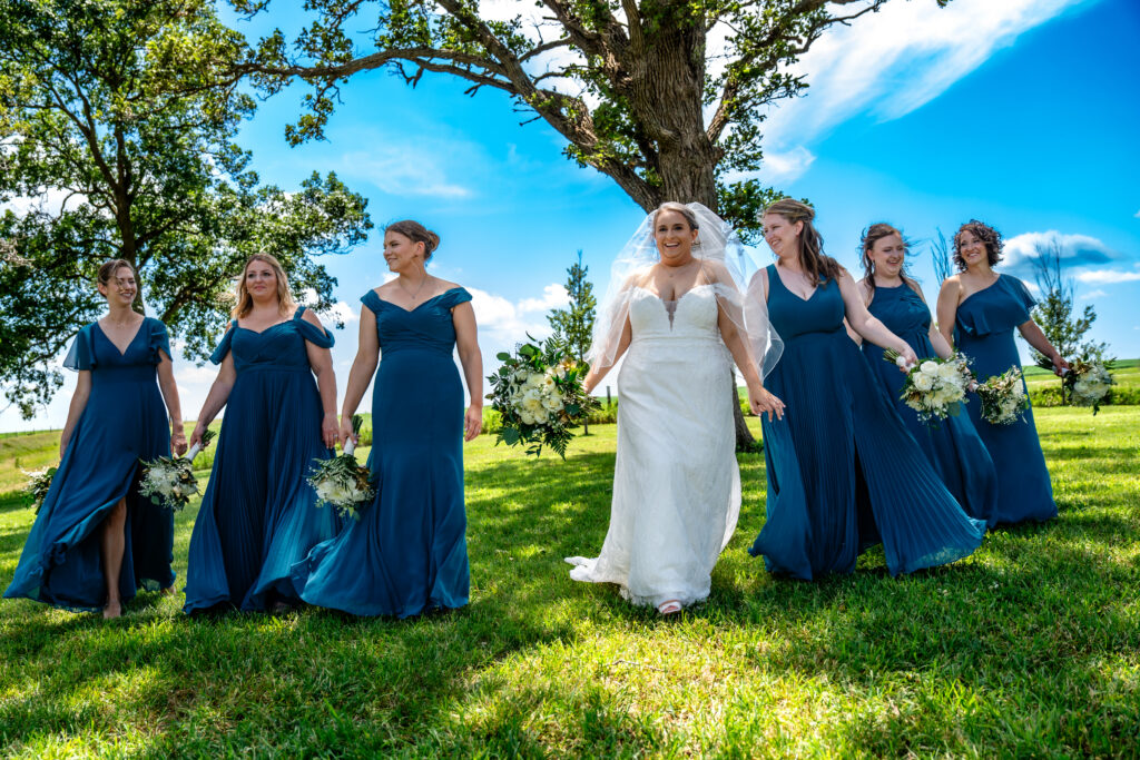 Wedding party photos at Bluebird Hill wedding venue