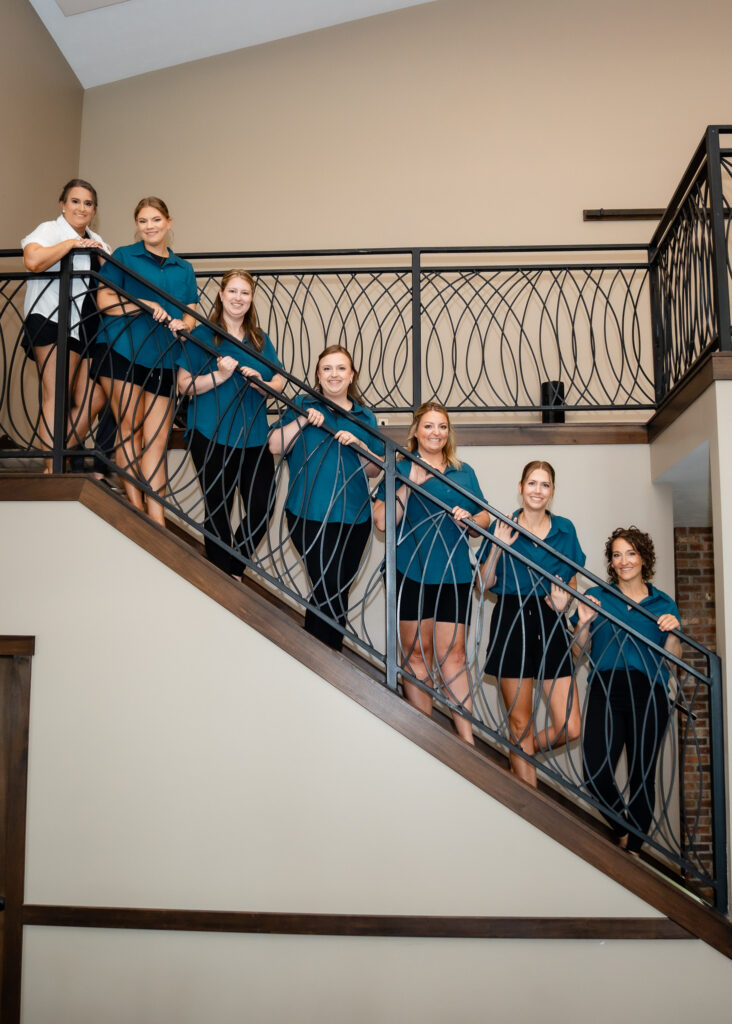 Bridal party Bluebird Hill Iowa wedding venue