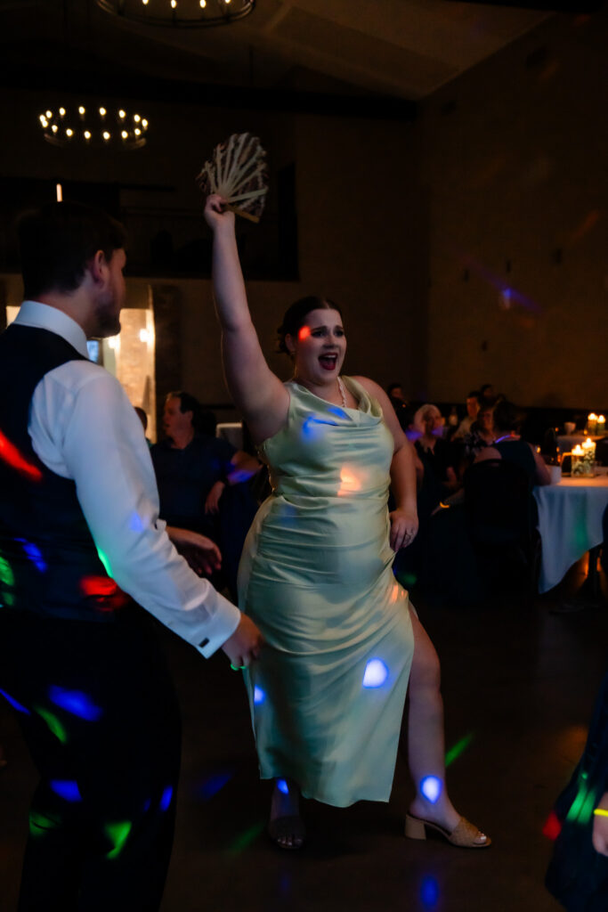 Reception party at Bluebird Hill Iowa wedding venue