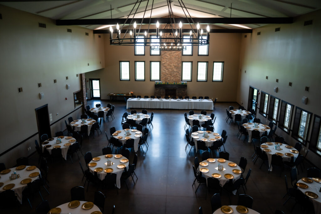 Reception space before the wedding Bluebird Hill Iowa wedding venue