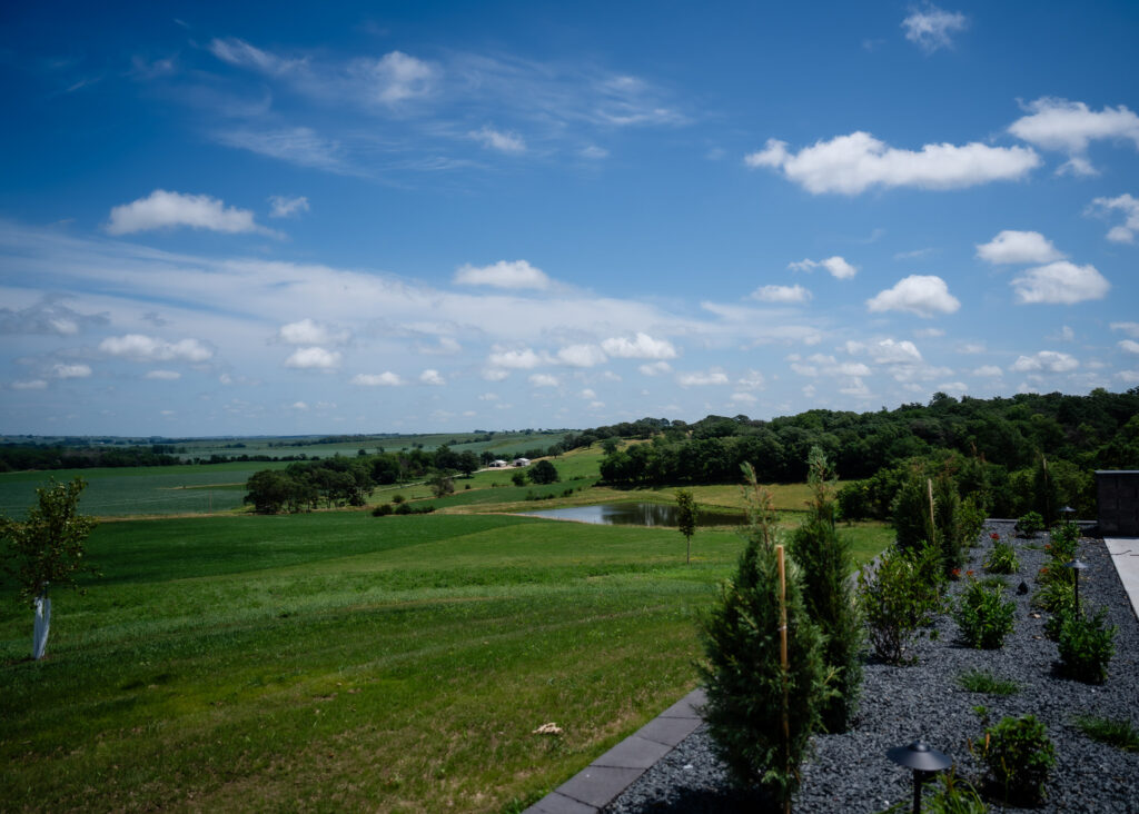 Rolling hills at Bluebird Hill Iowa wedding venue