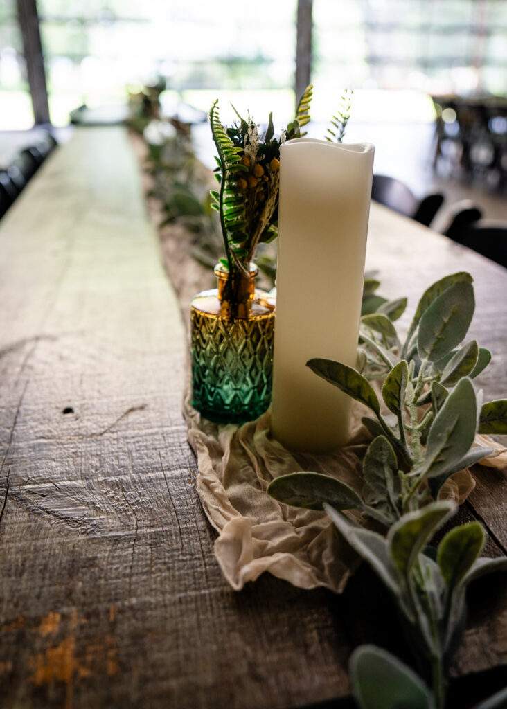 Wedding center pieces at the Conrad Mansion wedding venue