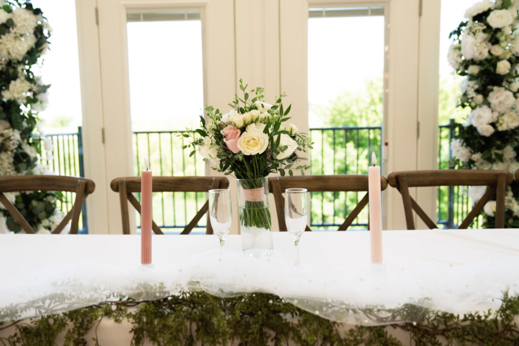 The Vineyard at St. Charles Iowa wedding venue included table decor