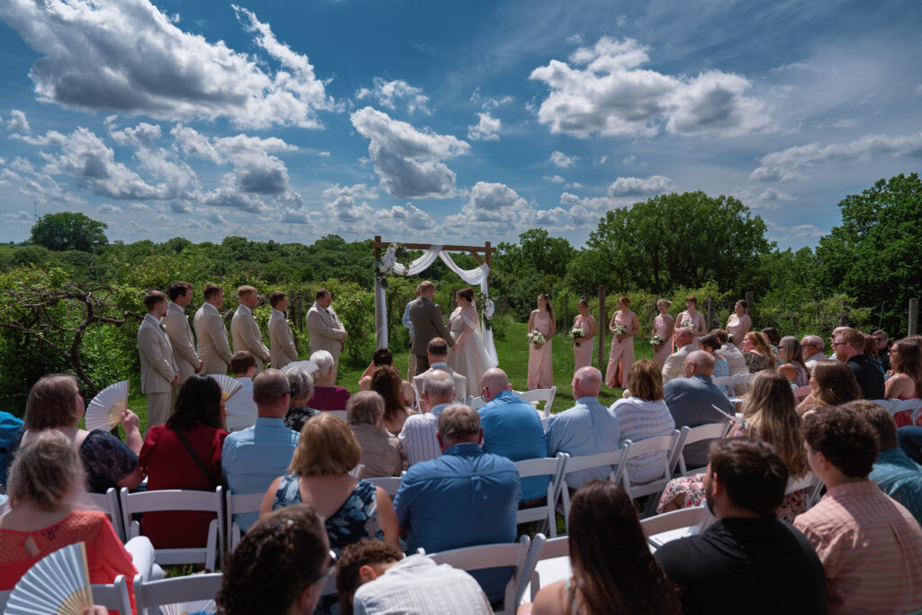 Outdoor ceremony space at Iowa wedding venue at The Vineyard at St. Charles